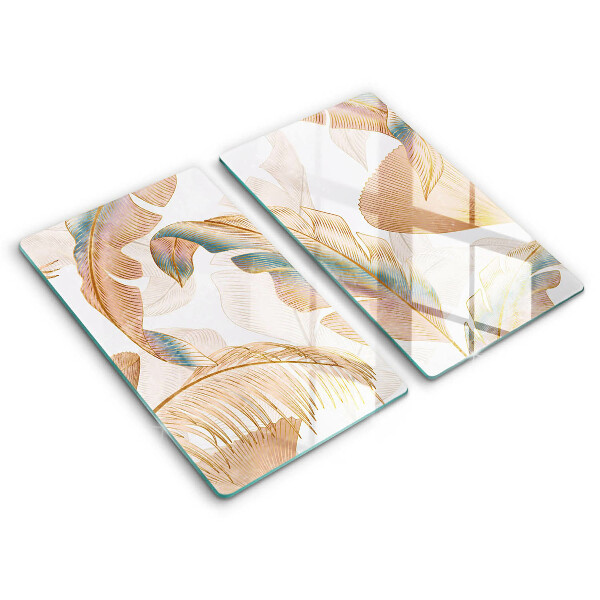 Glas Ceranfeldabdeckung Boho-Federn und Blätter