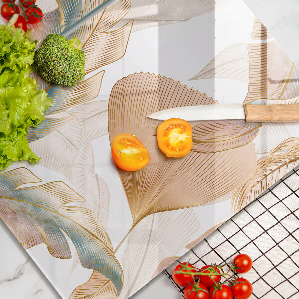 Glas Ceranfeldabdeckung Boho-Federn und Blätter
