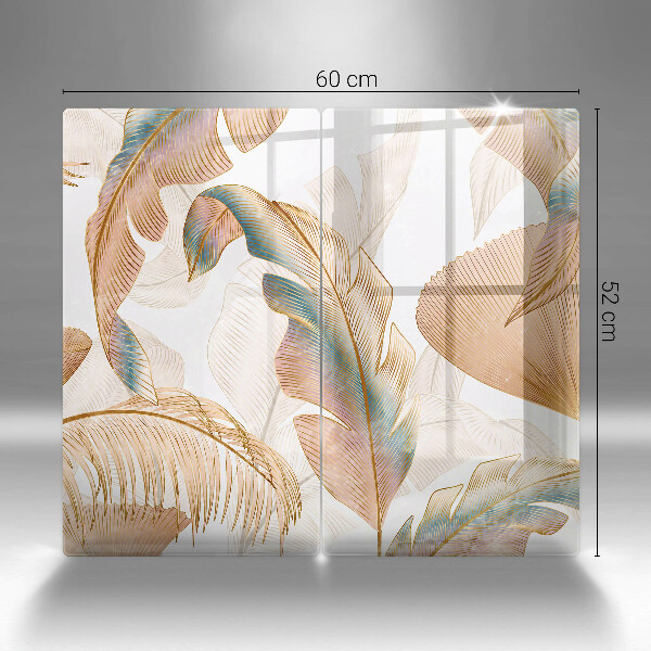 Glas Ceranfeldabdeckung Boho-Federn und Blätter