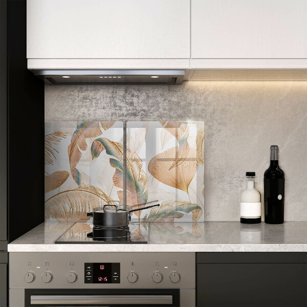 Glas Ceranfeldabdeckung Boho-Federn und Blätter
