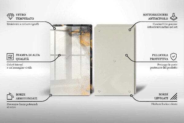 Glas Ceranfeldabdeckung Abstraktion mit Gold