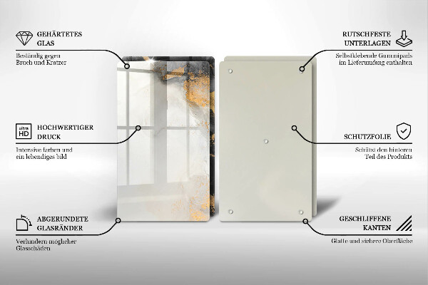 Glas Ceranfeldabdeckung Abstraktion mit Gold