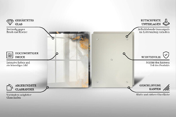Glas Ceranfeldabdeckung Abstraktion mit Gold