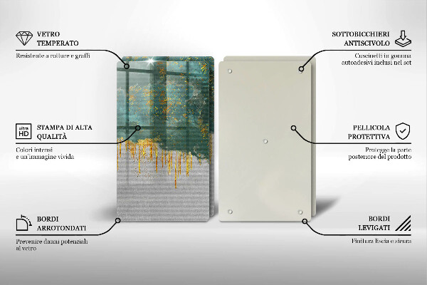Glas Ceranfeldabdeckung Abstraktion mit Gold