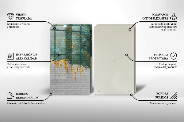 Glas Ceranfeldabdeckung Abstraktion mit Gold
