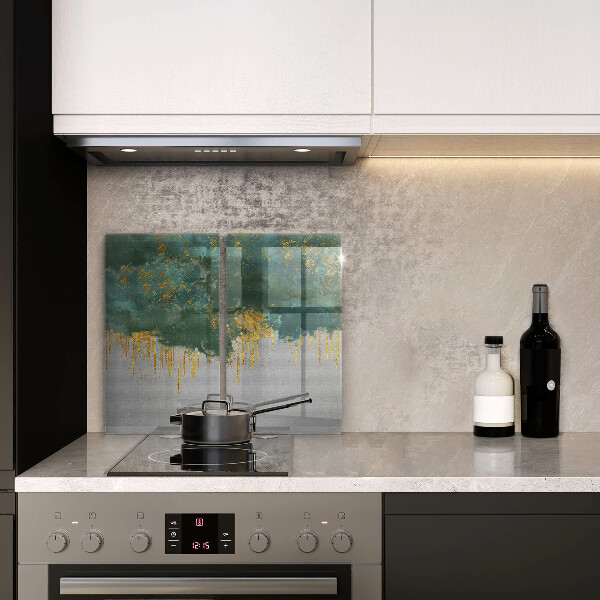 Glas Ceranfeldabdeckung Abstraktion mit Gold