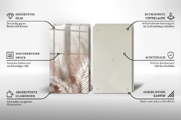 Glas Ceranfeldabdeckung Boho-Vegetationsblätter