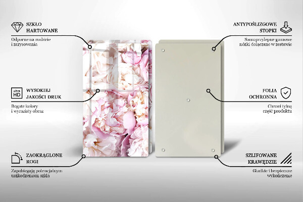 Glas Ceranfeldabdeckung Pfingstrosenstrauß