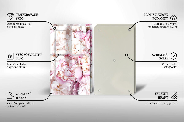 Glas Ceranfeldabdeckung Pfingstrosenstrauß