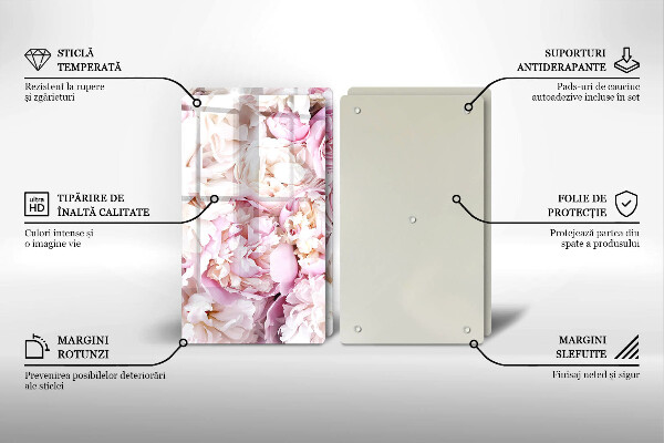Glas Ceranfeldabdeckung Pfingstrosenstrauß