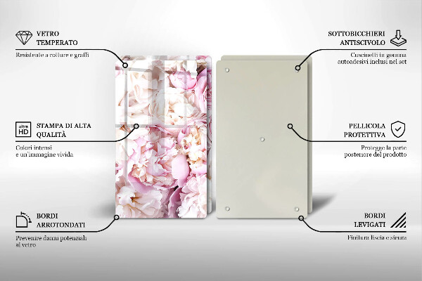 Glas Ceranfeldabdeckung Pfingstrosenstrauß