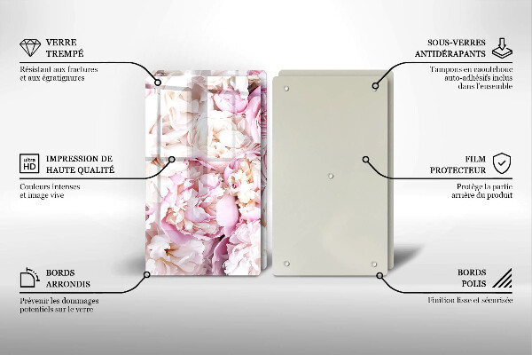 Glas Ceranfeldabdeckung Pfingstrosenstrauß