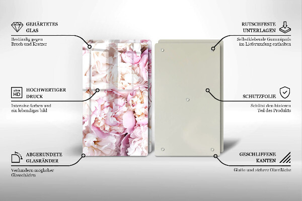 Glas Ceranfeldabdeckung Pfingstrosenstrauß