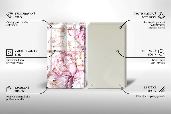 Glas Ceranfeldabdeckung Pfingstrosenstrauß