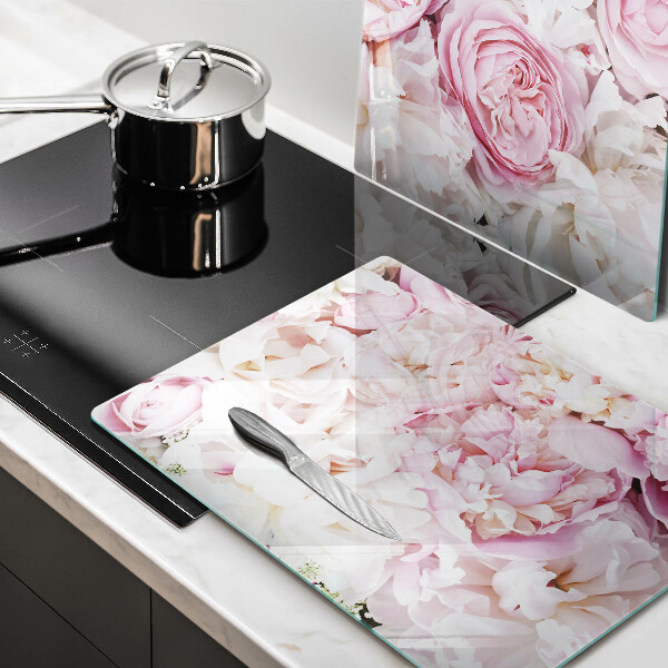 Glas Ceranfeldabdeckung Pfingstrosenstrauß