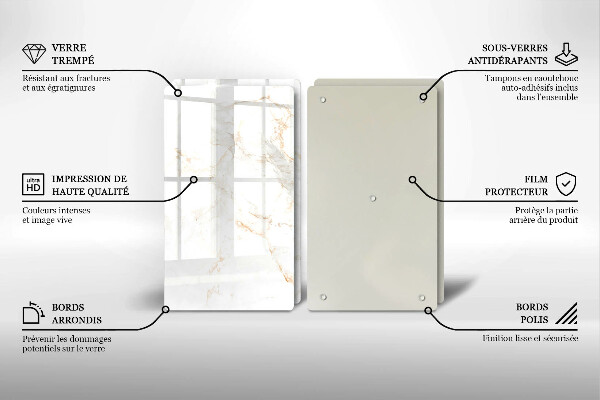 Glas Ceranfeldabdeckung Eleganter Marmorstein