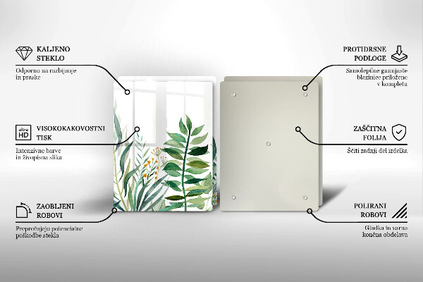 Glas Herdabdeckplatte Illustration der Pflanzenblätter