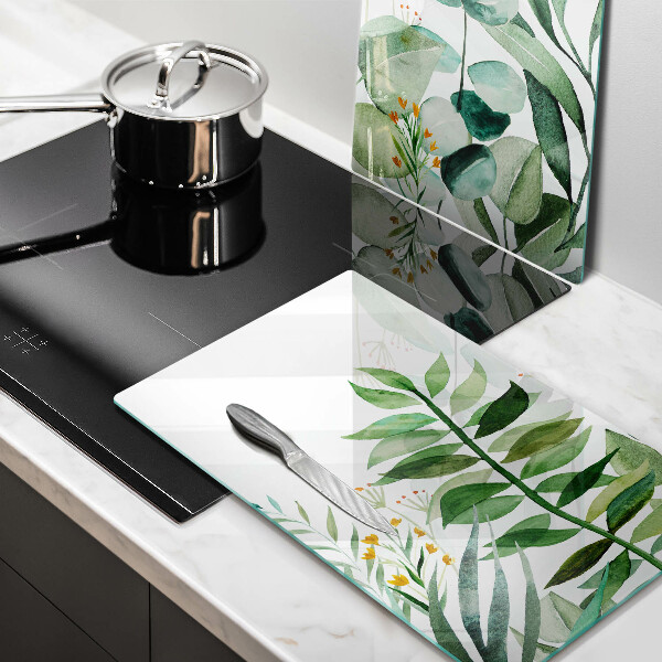 Glas Herdabdeckplatte Illustration der Pflanzenblätter