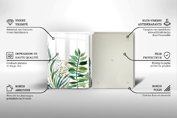 Glas Herdabdeckplatte Illustration der Pflanzenblätter