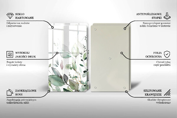 Glas Herdabdeckplatte Aquarellpflanzen