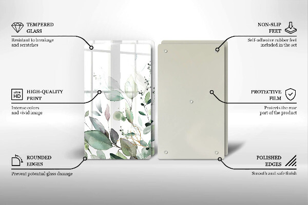 Glas Herdabdeckplatte Aquarellpflanzen