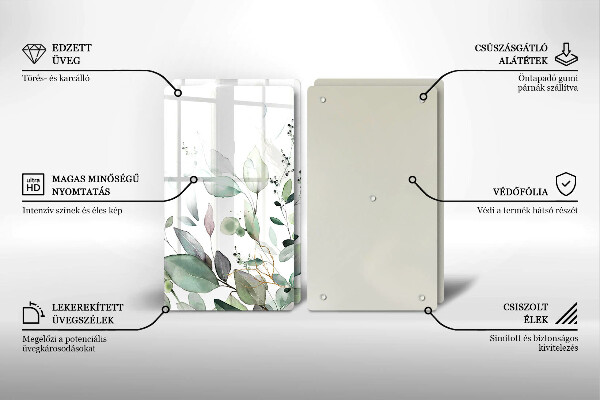 Glas Herdabdeckplatte Aquarellpflanzen