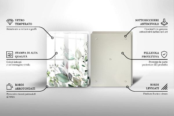 Glas Herdabdeckplatte Aquarellpflanzen