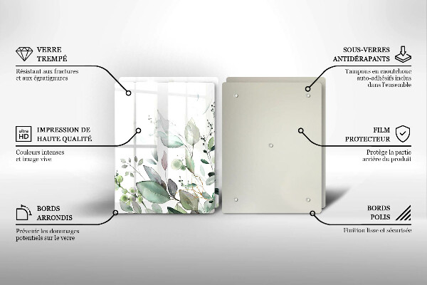 Glas Herdabdeckplatte Aquarellpflanzen