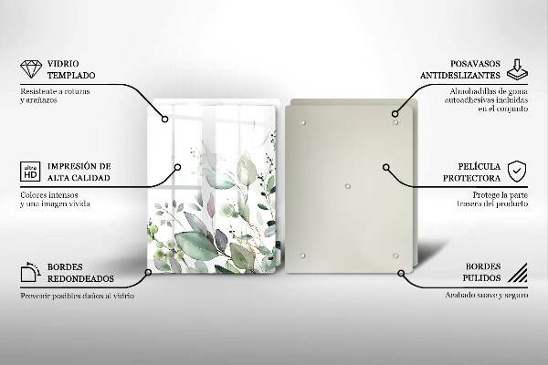 Glas Herdabdeckplatte Aquarellpflanzen