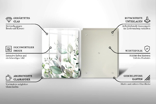 Glas Herdabdeckplatte Aquarellpflanzen