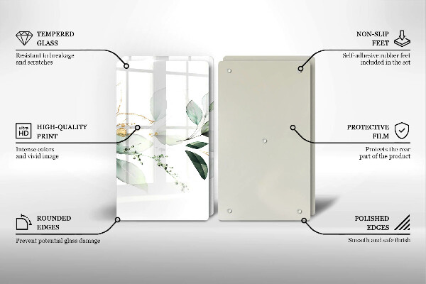 Glas Herdabdeckplatte Aquarellblätter