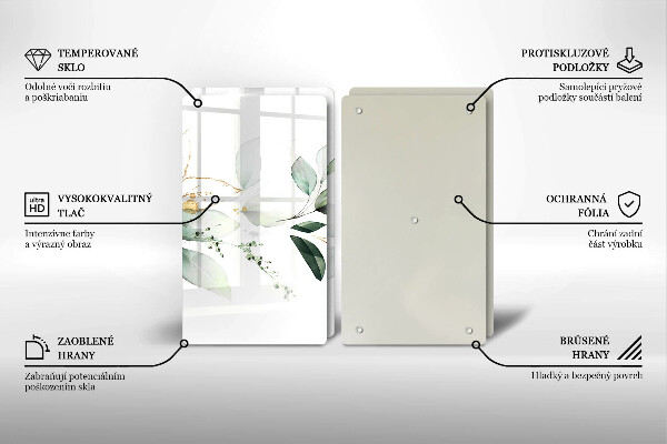 Glas Herdabdeckplatte Aquarellblätter