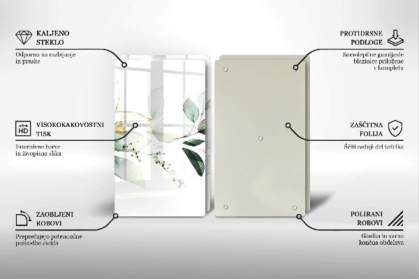 Glas Herdabdeckplatte Aquarellblätter