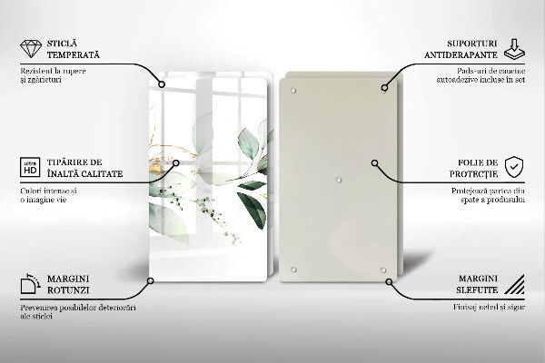 Glas Herdabdeckplatte Aquarellblätter