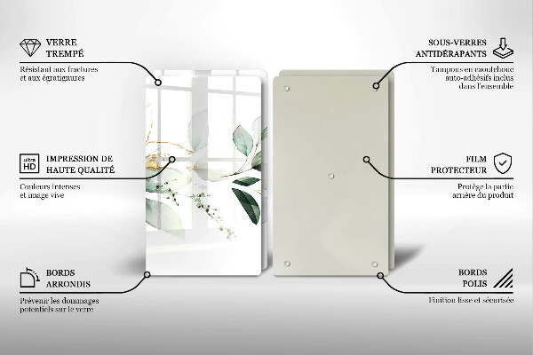 Glas Herdabdeckplatte Aquarellblätter