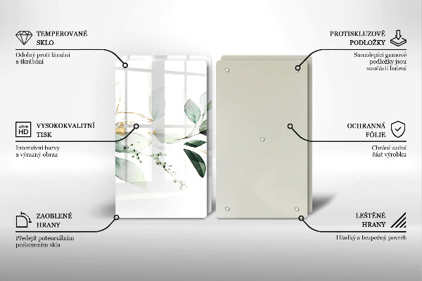 Glas Herdabdeckplatte Aquarellblätter