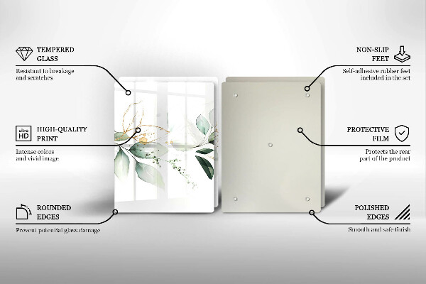 Glas Herdabdeckplatte Aquarellblätter