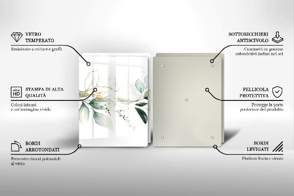 Glas Herdabdeckplatte Aquarellblätter