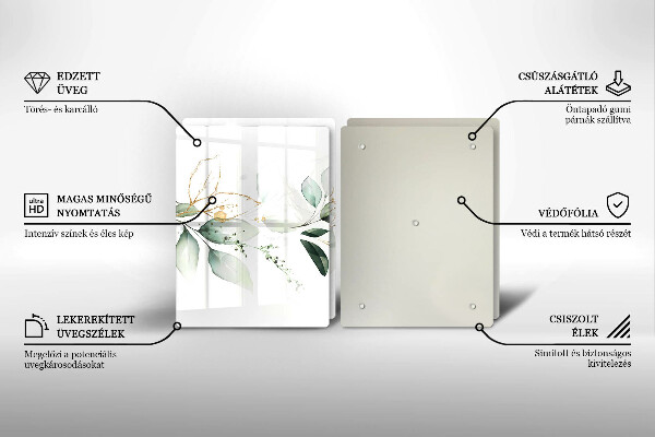 Glas Herdabdeckplatte Aquarellblätter