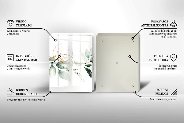 Glas Herdabdeckplatte Aquarellblätter