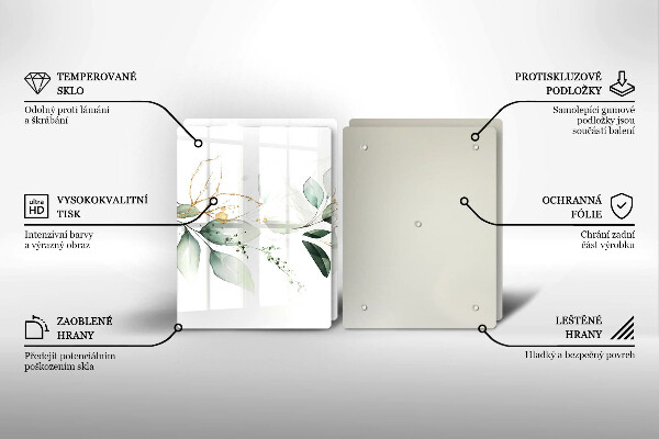 Glas Herdabdeckplatte Aquarellblätter