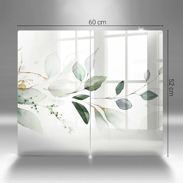 Glas Herdabdeckplatte Aquarellblätter