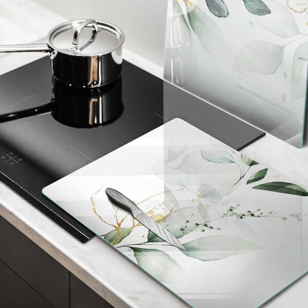 Glas Herdabdeckplatte Aquarellblätter