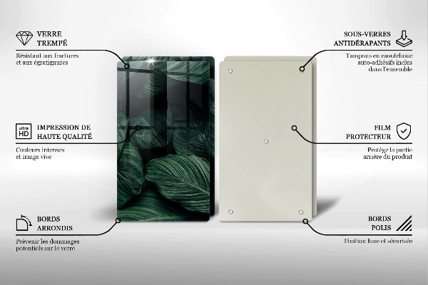 Glas Herdabdeckplatte Dunkle Blätter