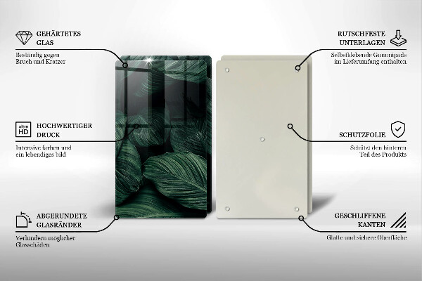 Glas Herdabdeckplatte Dunkle Blätter