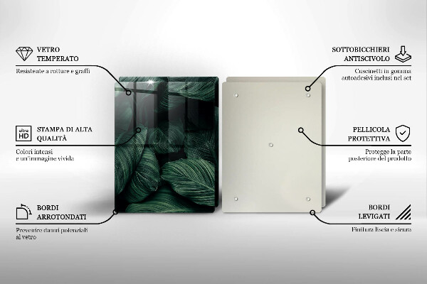 Glas Herdabdeckplatte Dunkle Blätter
