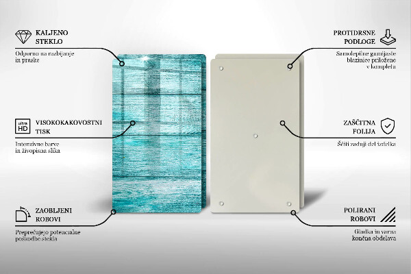 Glas Herdabdeckplatte Vintage Holzbretter