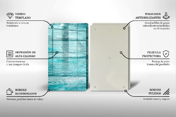 Glas Herdabdeckplatte Vintage Holzbretter
