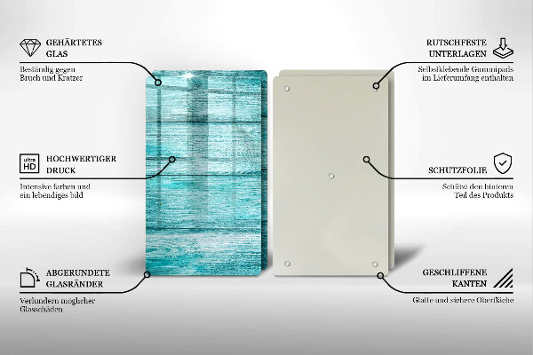 Glas Herdabdeckplatte Vintage Holzbretter