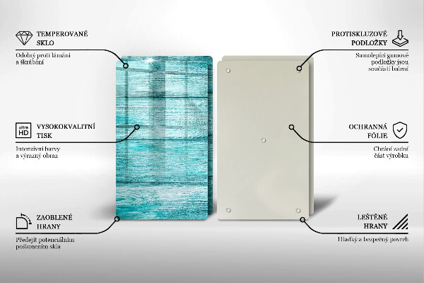 Glas Herdabdeckplatte Vintage Holzbretter